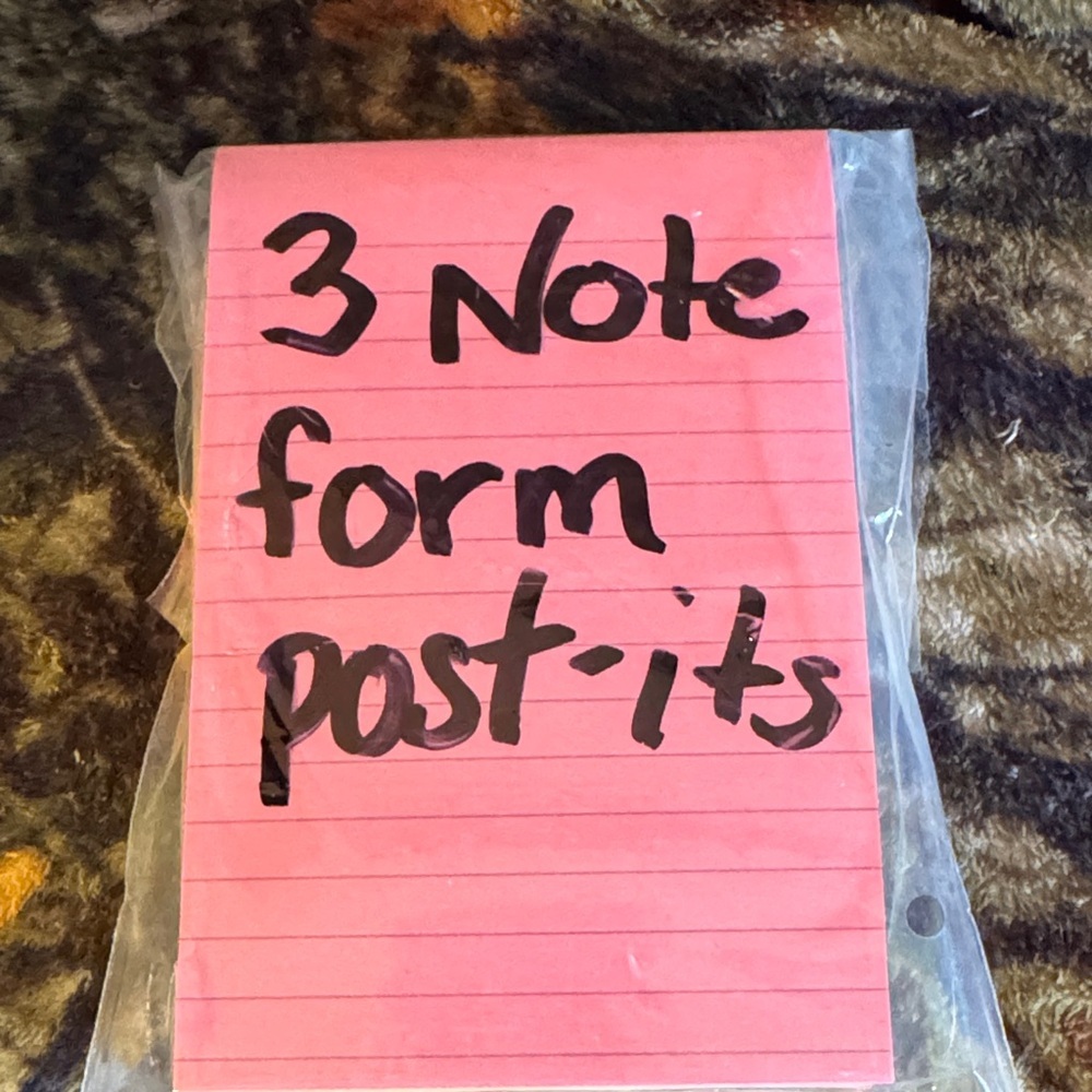 ★ Pink Lined Sticky Notes Memo Pads Set of 3 Office School Supplies